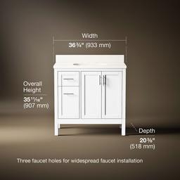 HadronE 36'' bathroom vanity cabinet with sink and quartz top - White - image 3