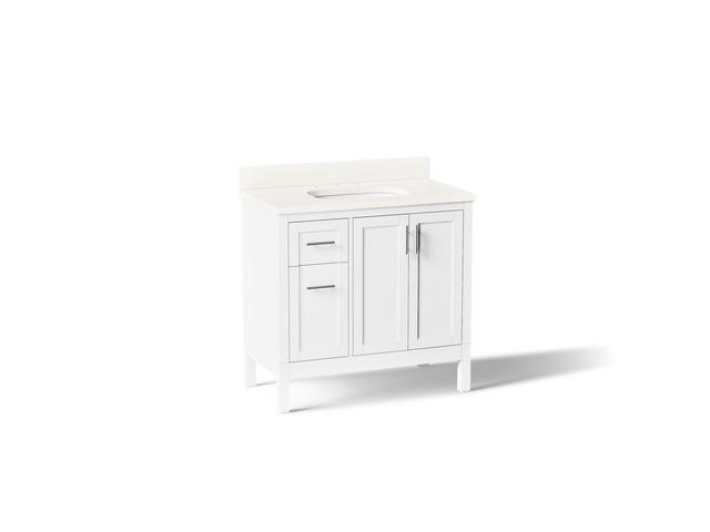 HadronE 36'' bathroom vanity cabinet with sink and quartz top - Light Oak