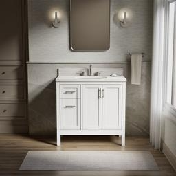 HadronE 36'' bathroom vanity cabinet with sink and quartz top - White - image 2