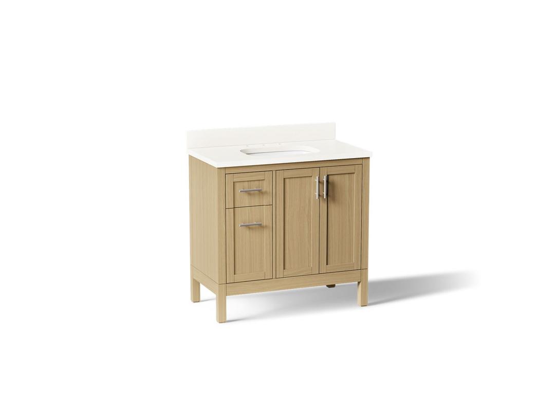 HadronE 36'' bathroom vanity cabinet with sink and quartz top - Light Oak by Kohler