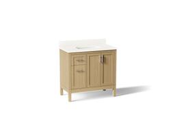 HadronE 36'' bathroom vanity cabinet with sink and quartz top - Light Oak - image 1