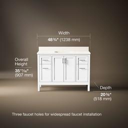 HadronE 48'' bathroom vanity cabinet with sink and quartz top - White - image 3