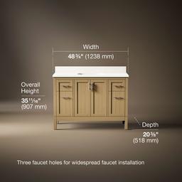 HadronE 48'' bathroom vanity cabinet with sink and quartz top - Light Oak - image 3