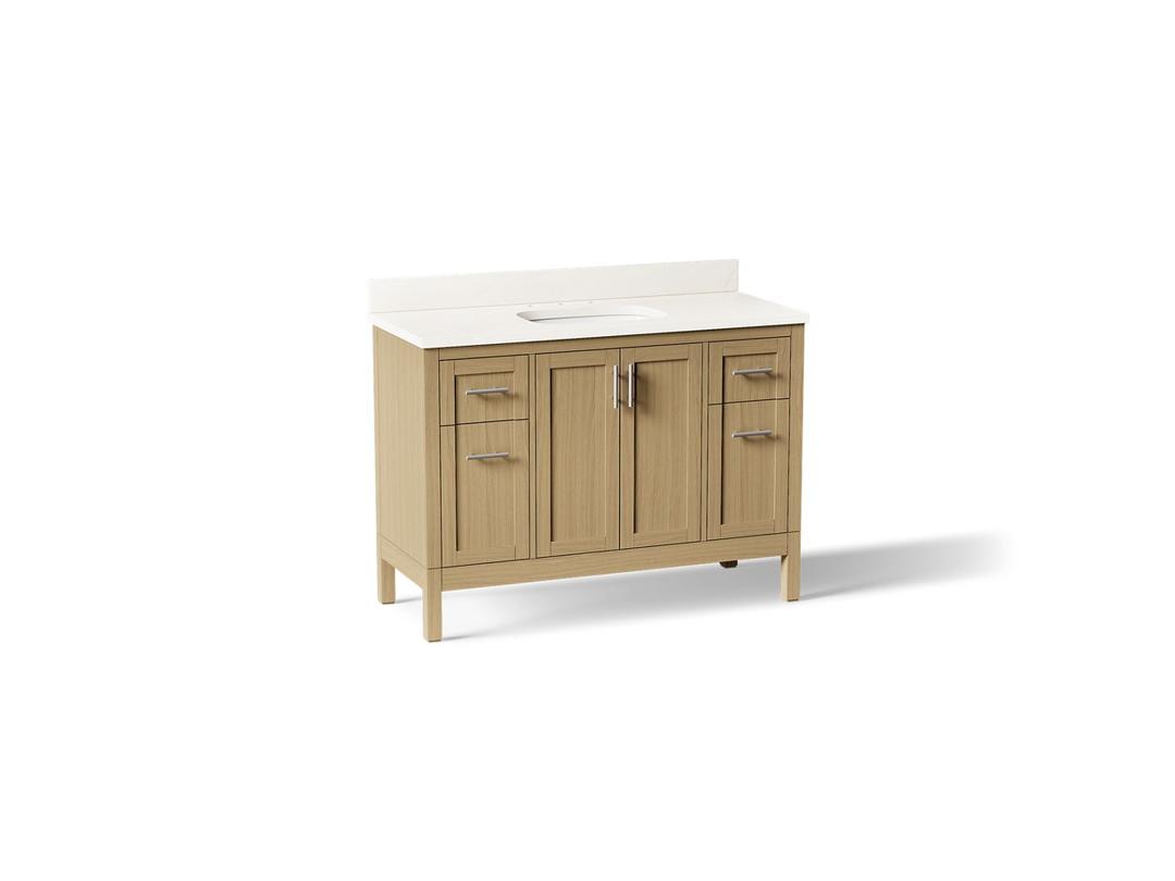 HadronE 48'' bathroom vanity cabinet with sink and quartz top - Light Oak by Kohler