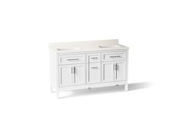 HadronE 60'' bathroom vanity cabinet with sinks and quartz top - White - image 1