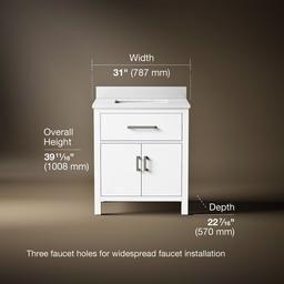 Kohler Kresla 30'' Bathroom Vanity Cabinet with Sink and Quartz Top - White - image 3