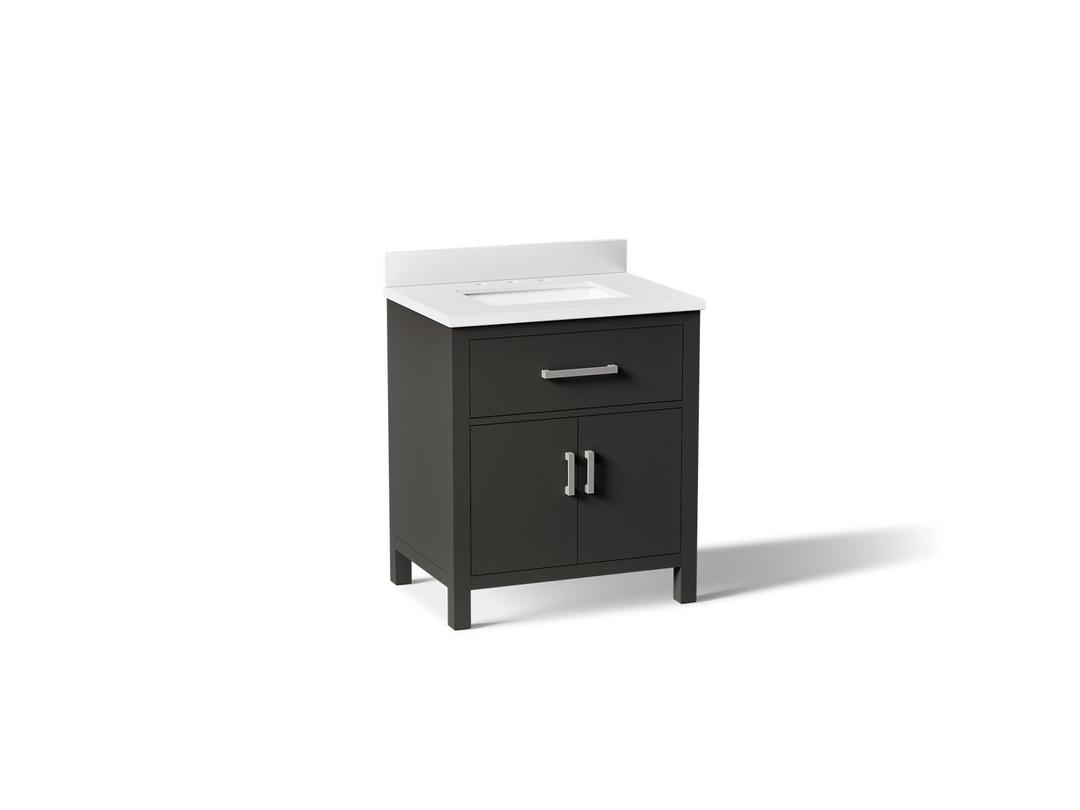 Kohler Kresla 30'' Bathroom Vanity Cabinet with Sink and Quartz Top - Carbon Oak by Kohler