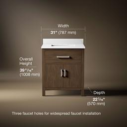 Kohler Kresla 30'' Bathroom Vanity Cabinet with Sink and Quartz Top - Draper Oak - image 3