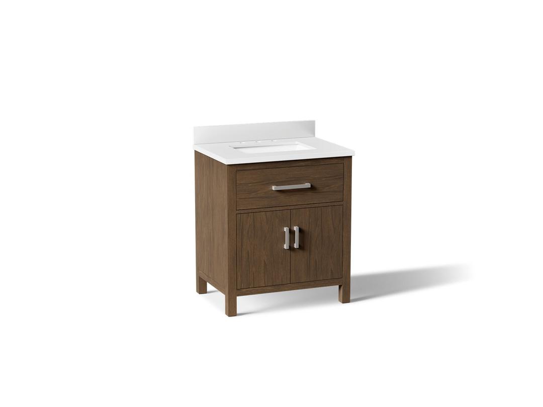 Kohler Kresla 30'' Bathroom Vanity Cabinet with Sink and Quartz Top - Draper Oak by Kohler