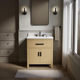 Kohler Kresla 30'' Bathroom Vanity Cabinet with Sink and Quartz Top - Light Oak - image 2