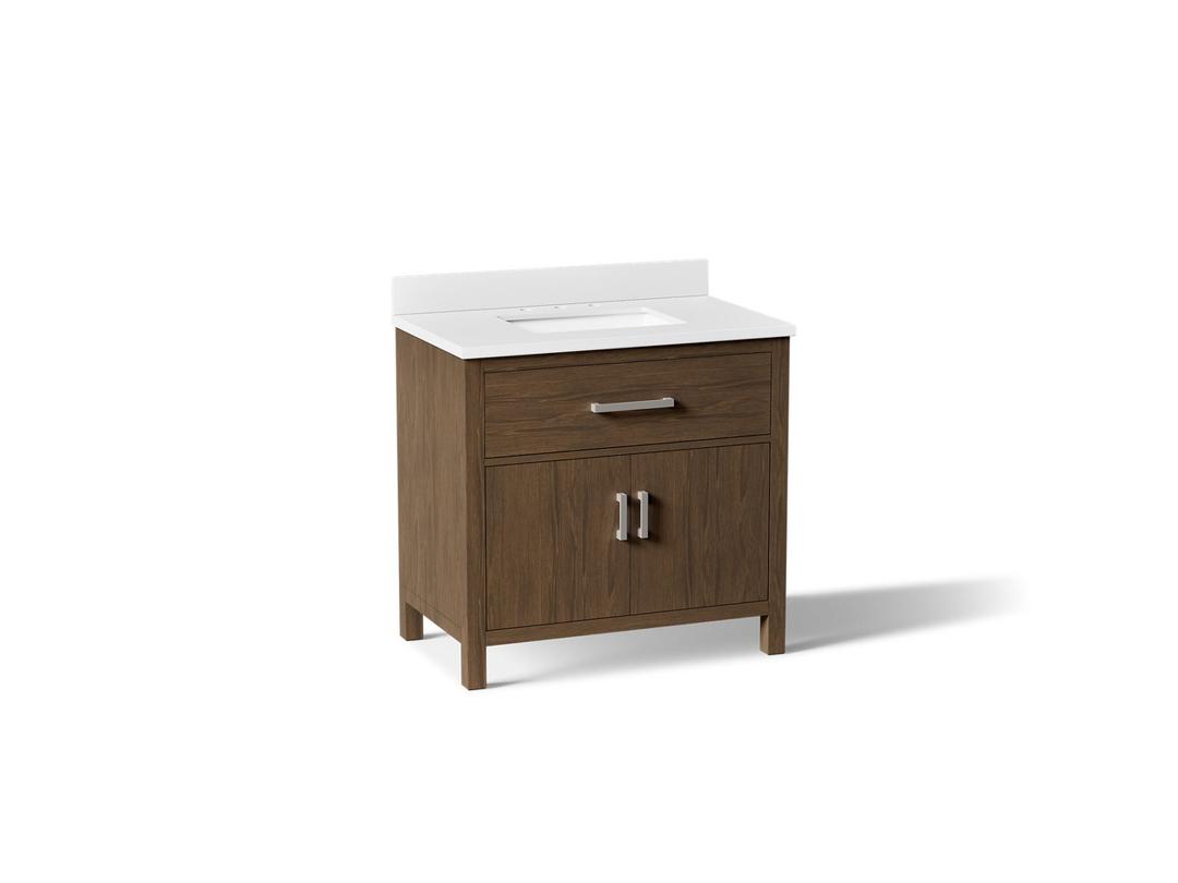 Kohler Kresla 36'' Bathroom Vanity Cabinet with Sink and Quartz Top - Draper Oak by Kohler