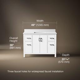 Kohler Kresla 48'' Bathroom Vanity Cabinet with Sink and Quartz Top - White - image 3