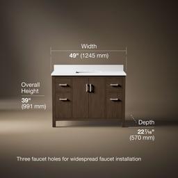 Kohler Kresla 48'' Bathroom Vanity Cabinet with Sink and Quartz Top - Draper Oak - image 3