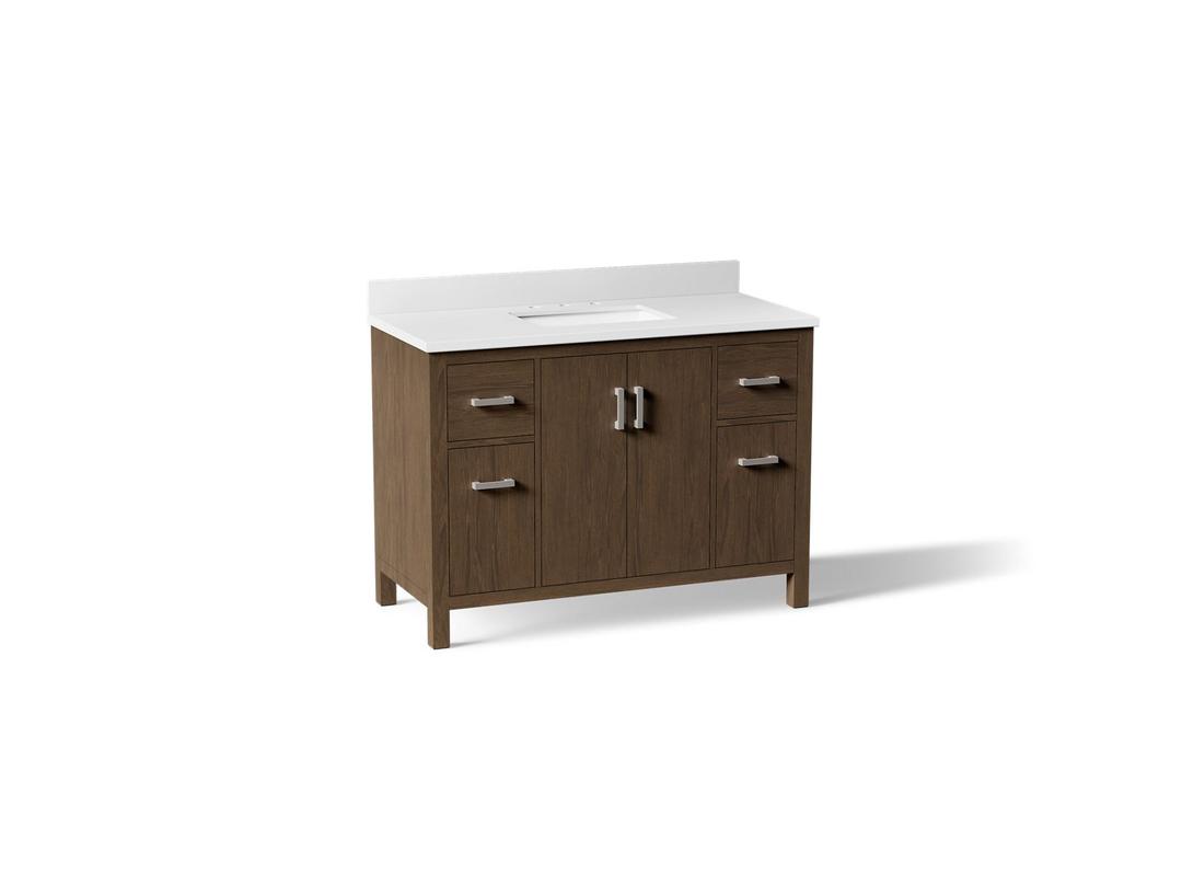 Kohler Kresla 48'' Bathroom Vanity Cabinet with Sink and Quartz Top - Draper Oak by Kohler