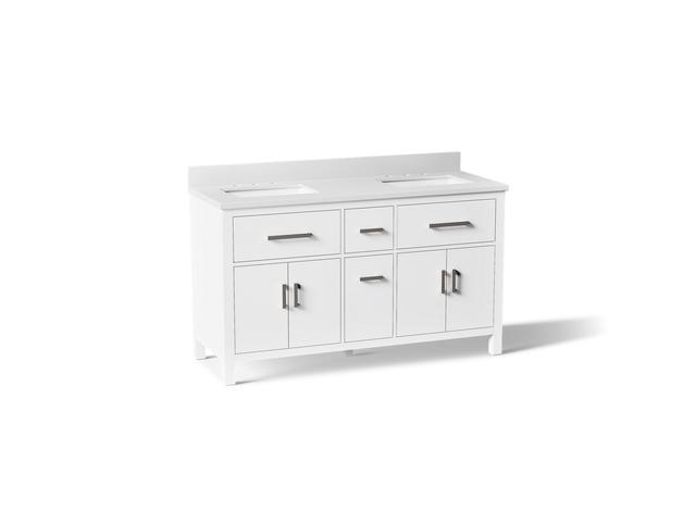 Kohler Kresla 60'' Bathroom Vanity Cabinet with Sinks and Quartz Top - Carbon Oak