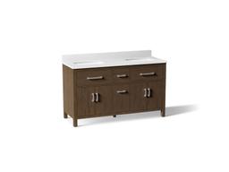 Kohler Kresla 60'' Bathroom Vanity Cabinet with Sinks and Quartz Top - Draper Oak - image 1