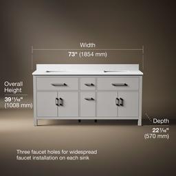 Kohler Kresla 72'' Bathroom Vanity Cabinet with Sinks and Quartz Top - Atmos Grey - image 3