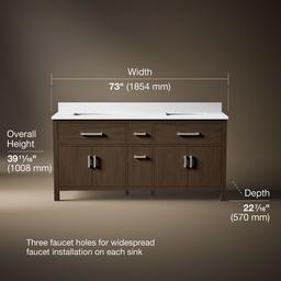Kohler Kresla 72'' Bathroom Vanity Cabinet with Sinks and Quartz Top - Draper Oak - image 3