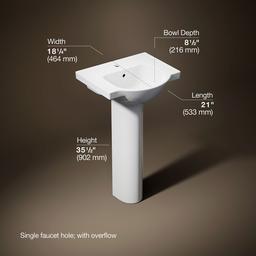 Veer 21'' rectangular pedestal bathroom sink - image 3