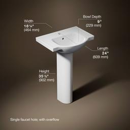 Veer 24'' rectangular pedestal bathroom sink - image 3