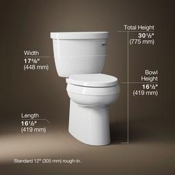Cimarron Two-piece elongated toilet with skirted trapway, 1.28 gpf - image 3