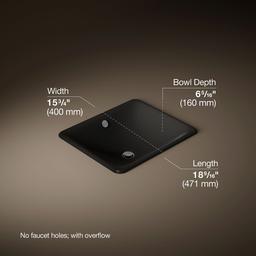 Kohler Iron Plains 18-1/2'' Rectangular Drop-in/undermount Bathroom Sink - Black - image 3