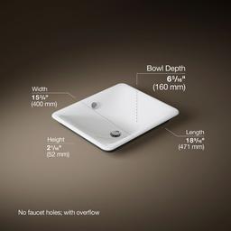 Kohler Iron Plains 18-1/2'' Rectangular Vessel Bathroom Sink - White - image 3