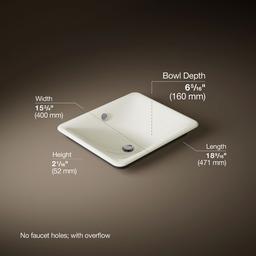 Kohler Iron Plains 18-1/2'' Rectangular Vessel Bathroom Sink - Biscuit - image 3