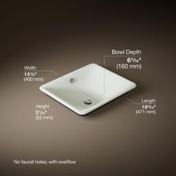 Kohler Iron Plains 18-1/2'' Rectangular Vessel Bathroom Sink - Dune - image 3