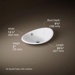 Kohler Iron Plains 20-3/4'' Oval Vessel Bathroom Sink - White - image 3