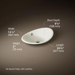 Kohler Iron Plains 20-3/4'' Oval Vessel Bathroom Sink - Biscuit - image 3