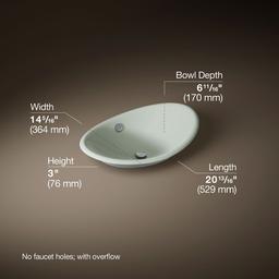 Kohler Iron Plains 20-3/4'' Oval Vessel Bathroom Sink - Aspen Exterior with Aspen Interior - image 3