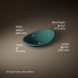 Kohler Iron Plains 20-3/4'' Oval Vessel Bathroom Sink - Teal Exterior with Teal Interior - image 3