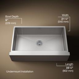 Kohler Strive Farmhouse Sink | 35-1/2 Inch | Single Bowl - Stainless Steel - image 3