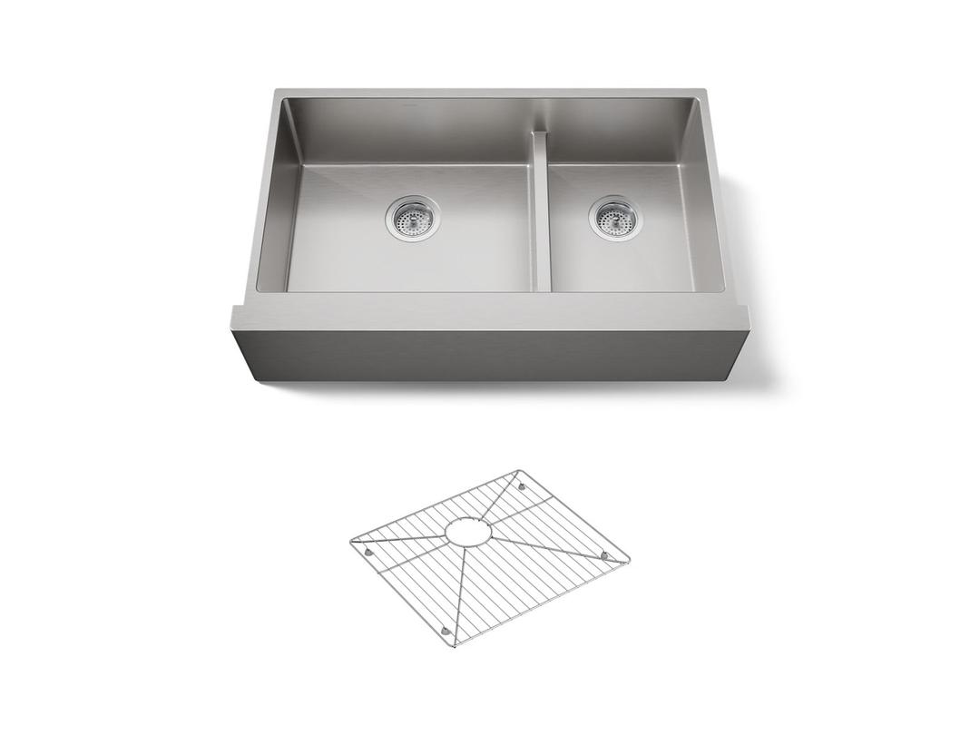 Kohler Strive Farmhouse Sink | 35-1/2 Inch | Smart Divide Double Bowl - Stainless Steel by Kohler