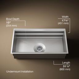 Kohler Prolific 33'' Undermount Single-bowl Workstation Kitchen Sink - Stainless Steel - image 3