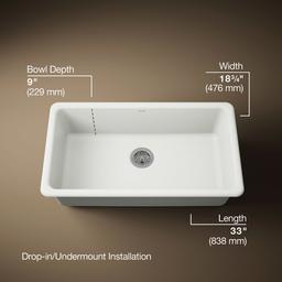 Kohler Iron/tones 33'' Top-/undermount Single-bowl Kitchen Sink - Dune - image 3