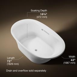 Underscore 71-1/2'' x 41-1/2'' drop-in bath with Bask heated surface - image 3