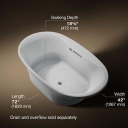 Underscore 71-1/2'' x 41-1/2'' drop-in bath with Bask heated surface - image 3