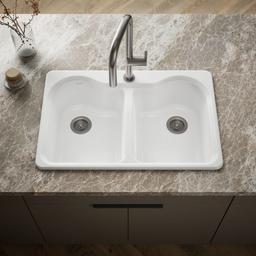 Hartland 33'' top-mount double-bowl kitchen sink - White - image 2