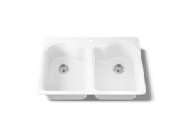 Hartland 33'' top-mount double-bowl kitchen sink - White - image 1