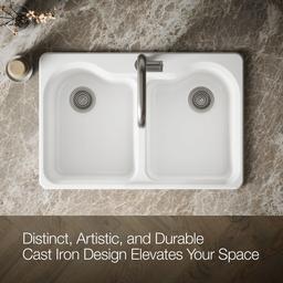 Hartland 33'' top-mount double-bowl kitchen sink - White - image 4