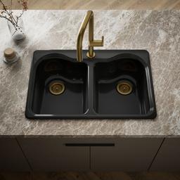 Hartland 33'' top-mount double-bowl kitchen sink - Black - image 2