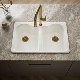 Hartland 33'' top-mount double-bowl kitchen sink - Biscuit - image 2