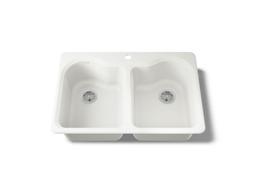 Hartland 33'' top-mount double-bowl kitchen sink - Biscuit - image 1
