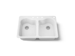 Hartland 33'' top-mount double-bowl kitchen sink - White - image 1