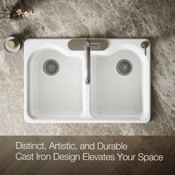 Hartland 33'' top-mount double-bowl kitchen sink - White - image 4