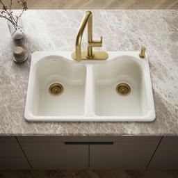 Hartland 33'' top-mount double-bowl kitchen sink - Biscuit - image 2