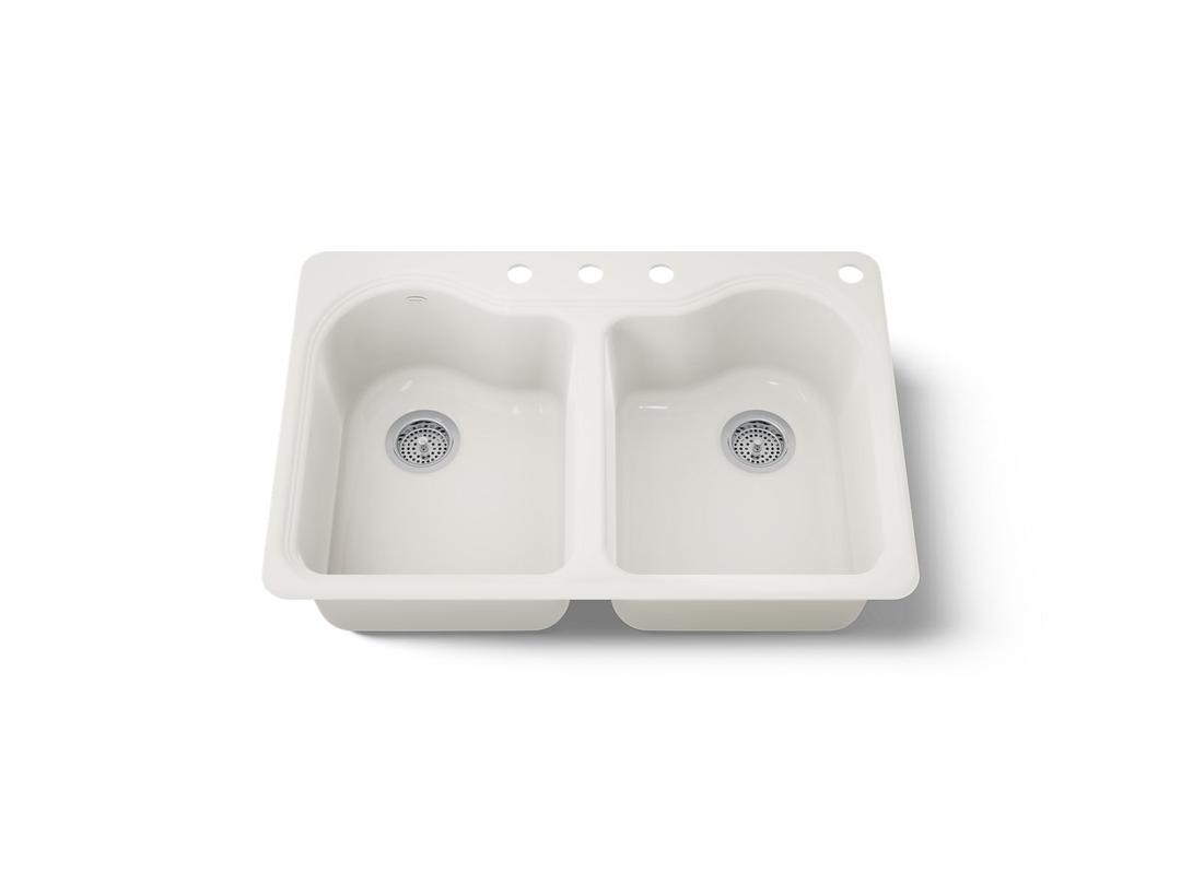 Hartland 33'' top-mount double-bowl kitchen sink - Biscuit by Kohler