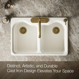 Hartland 33'' top-mount double-bowl kitchen sink - Biscuit - image 4